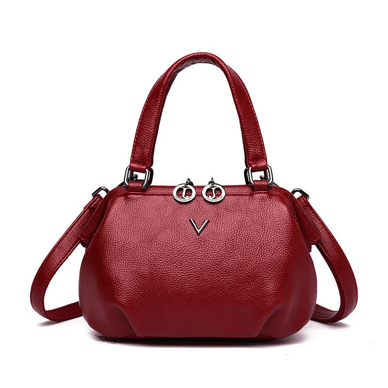 Summer Small Clutch - Luxury Genuine Leather Tote Handbag for Women Red