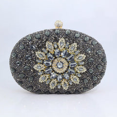 Sunflower Diamond Evening Bag: Women's Formal Dress Handbag Gray