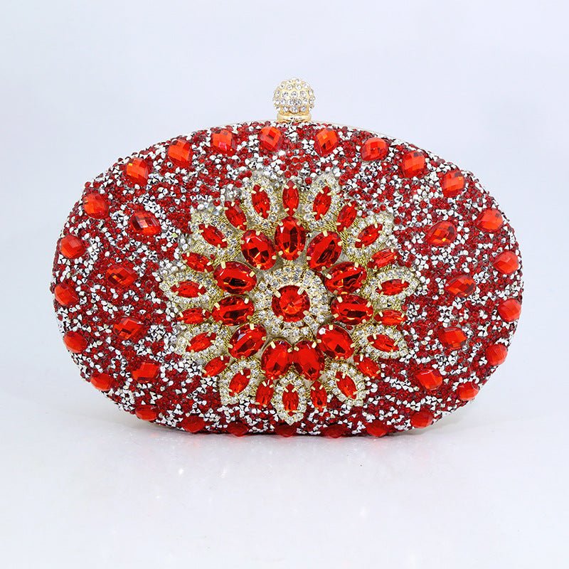 Sunflower Diamond Evening Bag: Women's Formal Dress Handbag Red