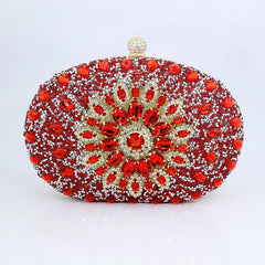 Sunflower Diamond Evening Bag: Women's Formal Dress Handbag Red