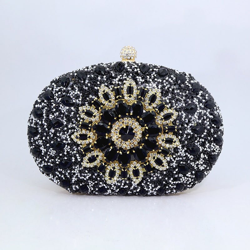 Sunflower Diamond Evening Bag: Women's Formal Dress Handbag Black