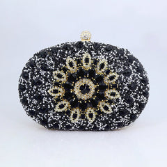 Sunflower Diamond Evening Bag: Women's Formal Dress Handbag Black