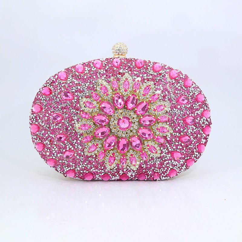Sunflower Diamond Evening Bag: Women's Formal Dress Handbag Rose Red