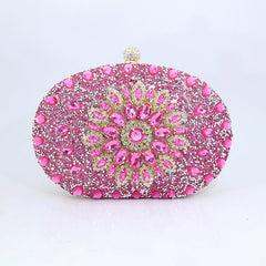 Sunflower Diamond Evening Bag: Women's Formal Dress Handbag Rose Red