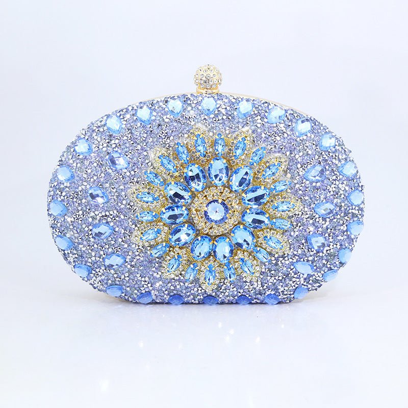 Sunflower Diamond Evening Bag: Women's Formal Dress Handbag Light Blue