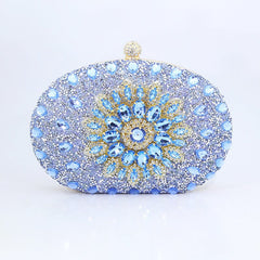 Sunflower Diamond Evening Bag: Women's Formal Dress Handbag Light Blue