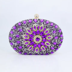 Sunflower Diamond Evening Bag: Women's Formal Dress Handbag Purple