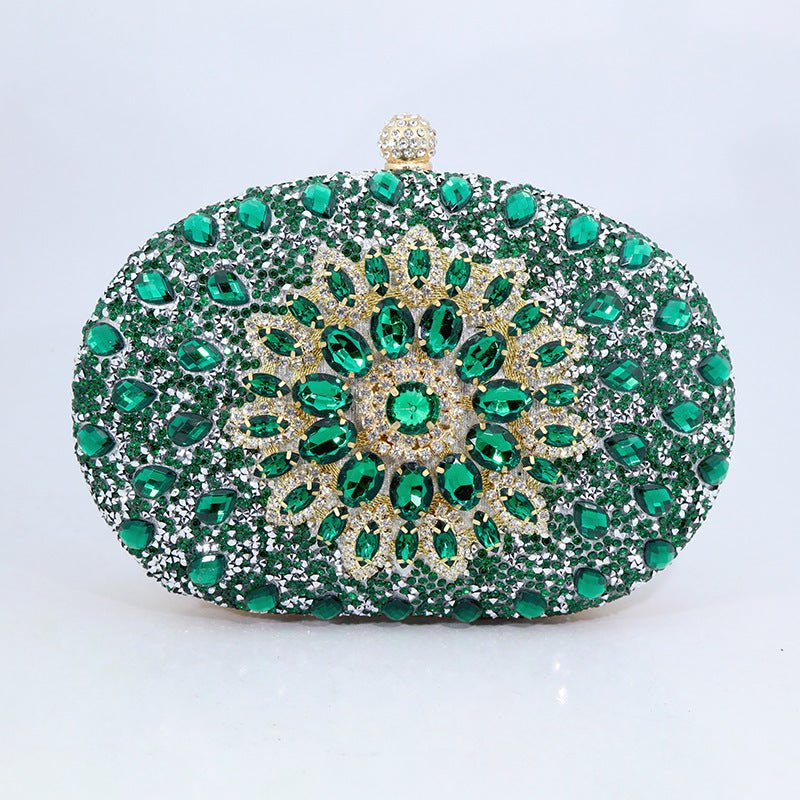 Sunflower Diamond Evening Bag: Women's Formal Dress Handbag Green
