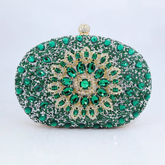 Sunflower Diamond Evening Bag: Women's Formal Dress Handbag Green