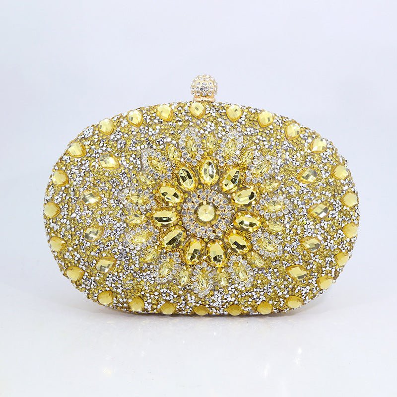 Sunflower Diamond Evening Bag: Women's Formal Dress Handbag Gold