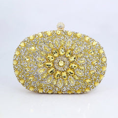 Sunflower Diamond Evening Bag: Women's Formal Dress Handbag Gold