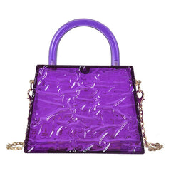 Super Mini Transparent Chain Small Bag Bag Lipstick Bag Headphone Bag Women Purple