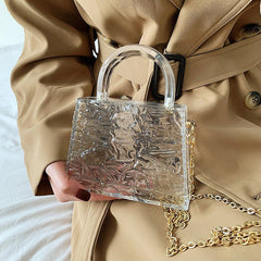 Super Mini Transparent Chain Small Bag Bag Lipstick Bag Headphone Bag Women Black