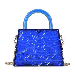 Super Mini Transparent Chain Small Bag Bag Lipstick Bag Headphone Bag Women Blue