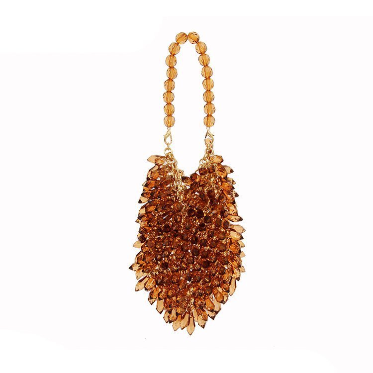 Sweet Fashion Beaded Women's Dinner Clutch Brown