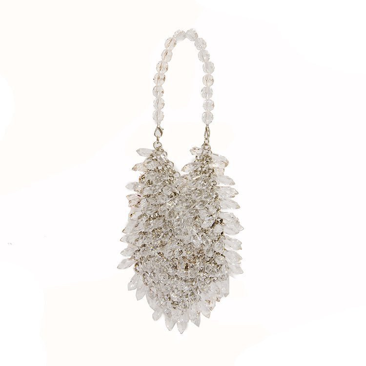 Sweet Fashion Beaded Women's Dinner Clutch Silver