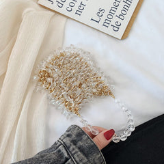 Sweet Fashion Beaded Women's Dinner Clutch Brown