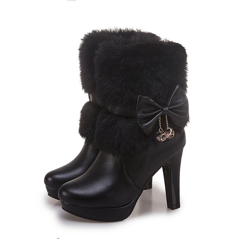 Sweet Princess Autumn And Winter Short Boots Black