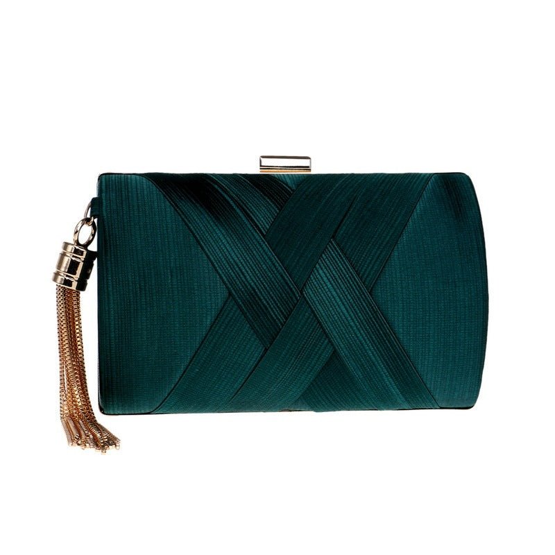 Tassel Clutch Bag Blackish green