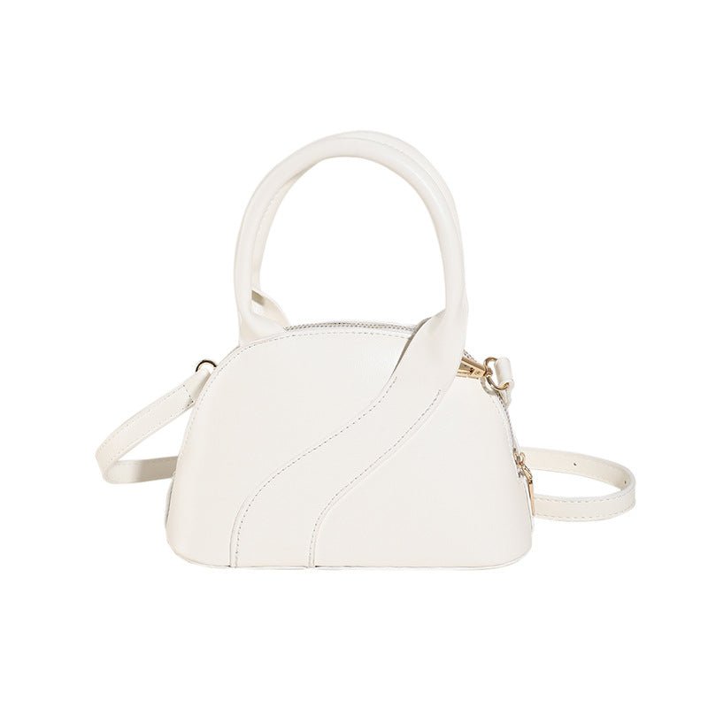 Textured Special - interest Design Shell Bag Handbag White
