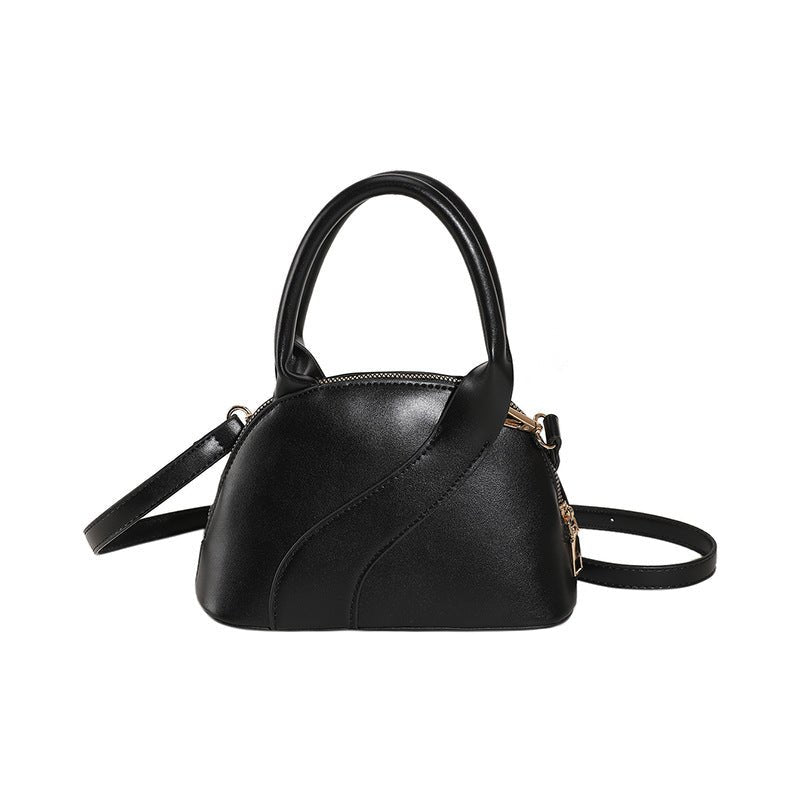 Textured Special - interest Design Shell Bag Handbag Black