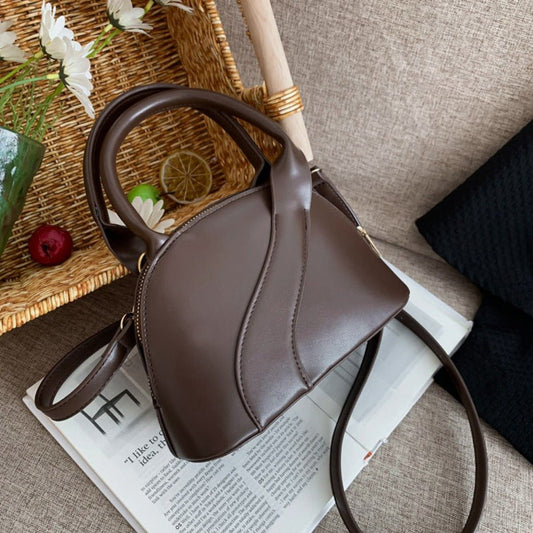 Textured Special - interest Design Shell Bag Handbag Black