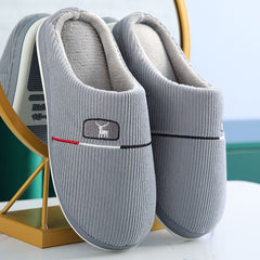 Thermal Fleece - lined Non - slip Slippers for Rainy Days Winter Bliss Simple Deer Gray