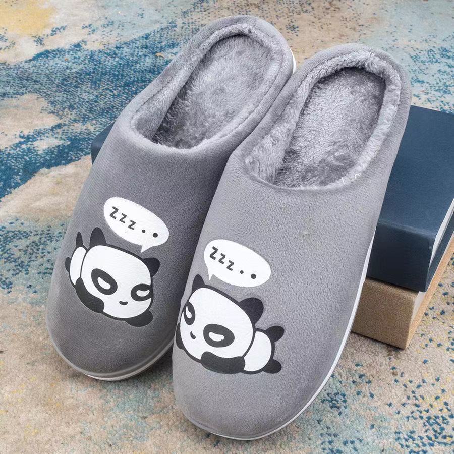 Thermal Fleece - lined Non - slip Slippers for Rainy Days Winter Bliss Panda Gray