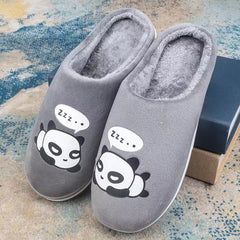 Thermal Fleece - lined Non - slip Slippers for Rainy Days Winter Bliss Panda Gray