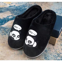 Thermal Fleece - lined Non - slip Slippers for Rainy Days Winter Bliss Panda Black