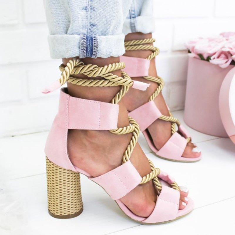Thick and color matching sandals Pink1
