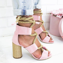 Thick and color matching sandals Pink1