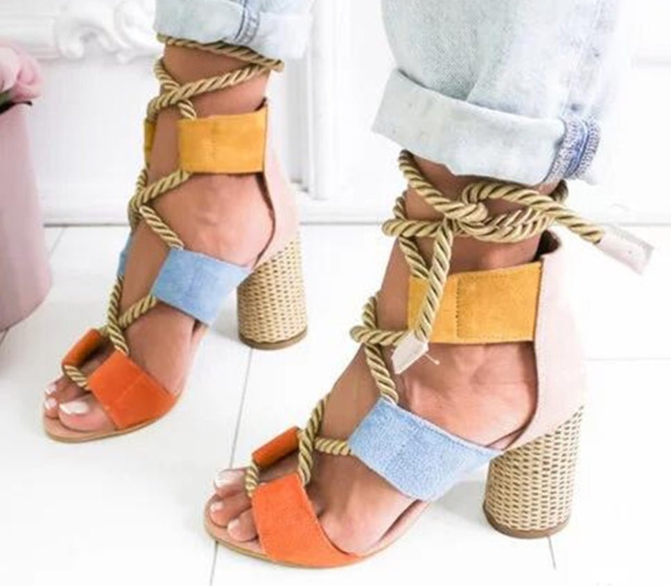 Thick and color matching sandals Pink
