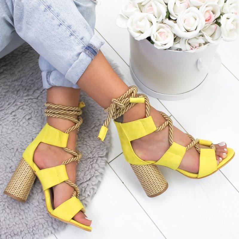 Thick and color matching sandals Yellow