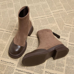 Thick Bottom Chunky Heel Martin Boots Brown