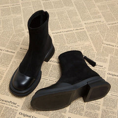 Thick Bottom Chunky Heel Martin Boots Black