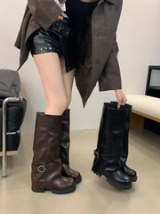 Thick Bottom Small Versatile Long Boots Female Black