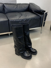 Thick Bottom Small Versatile Long Boots Female Black