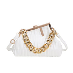 Thick Chain Portable Crossbody Shoulder Small Square Bag for Ins Fashion White