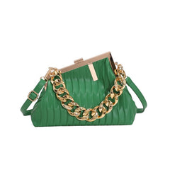Thick Chain Portable Crossbody Shoulder Small Square Bag for Ins Fashion Green