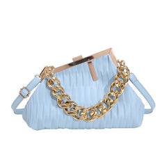 Thick Chain Portable Crossbody Shoulder Small Square Bag for Ins Fashion Blue