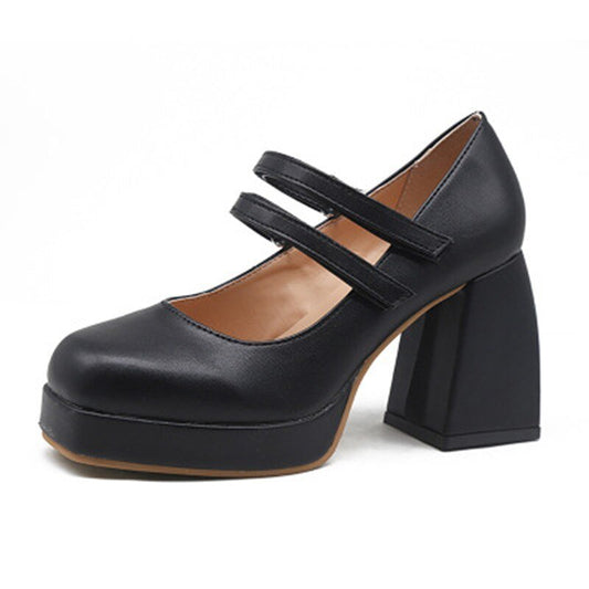 Thick - heeled shoes with high heels Black