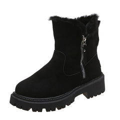 Thick Plush Snow Boots Women Faux Suede Non - slip Winter Shoes Black