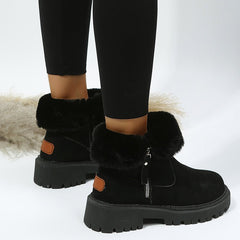 Thick Plush Snow Boots Women Faux Suede Non - slip Winter Shoes Black