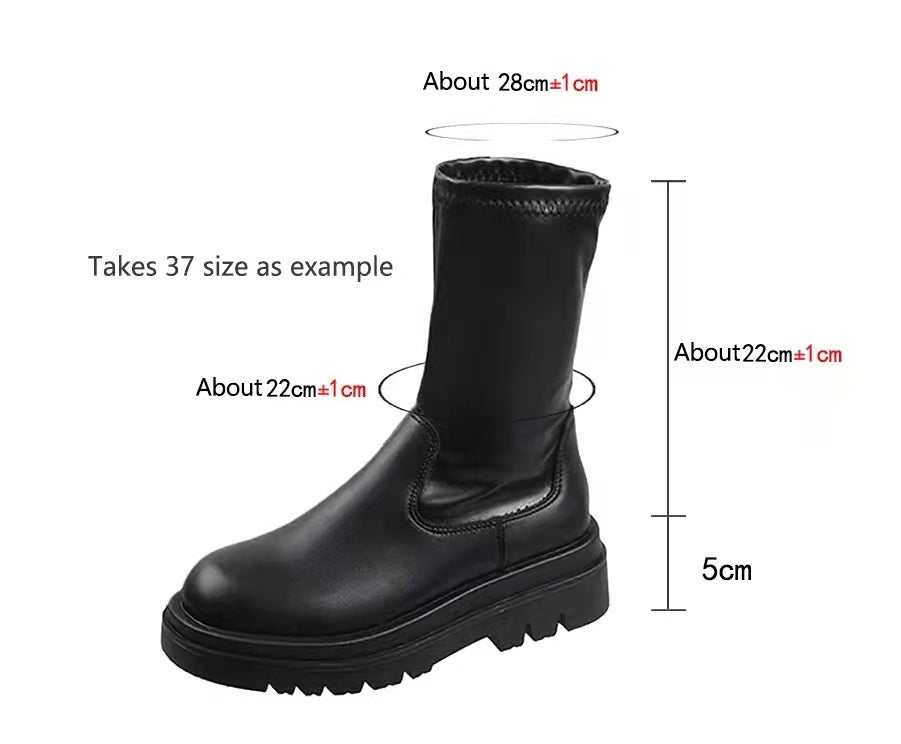 Thick Sole Knee High Boots For Women Short Boots
