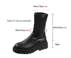 Thick Sole Knee High Boots For Women Short Boots