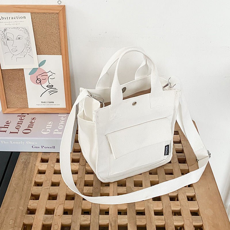 Three - Dimensional Clutch Canvas Crossbody Bag with Pockets White
