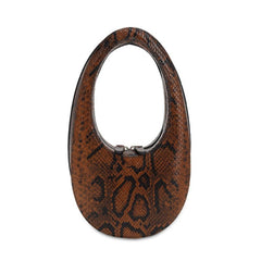 Three - Dimensional Egg - Shaped Snake Print Clutch Brown