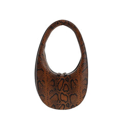 Three - Dimensional Egg - Shaped Snake Print Clutch Brown