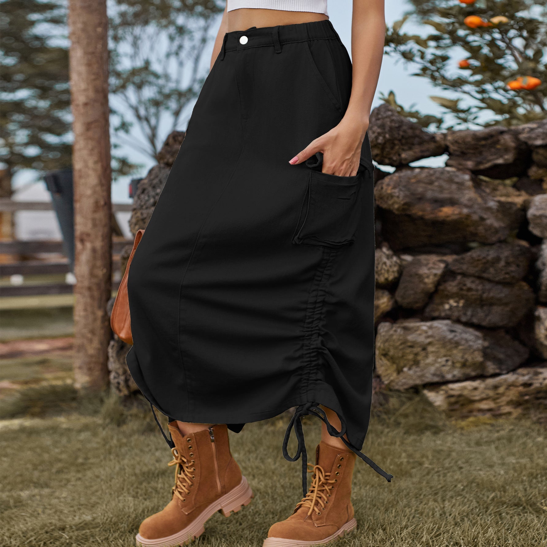 Timeless American Denim Midi Skirt Mid - Length Skirt for Your Wardrobe Army Green